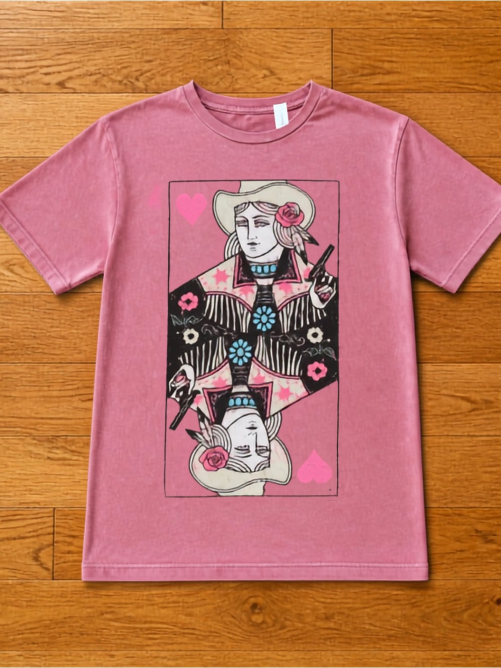 NWT Queen of Hearts Cards Western Graphic Tee S